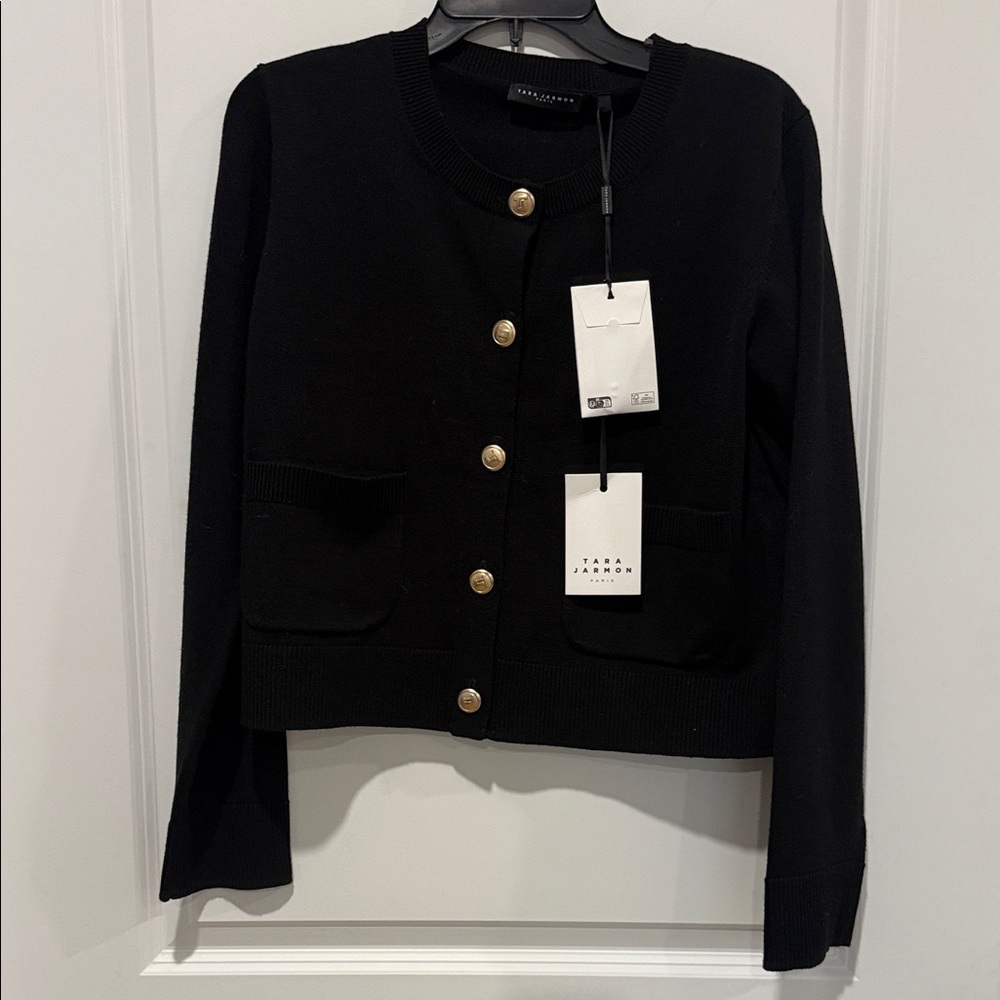 Tara Jarmon Black Jacket with Gold Buttons